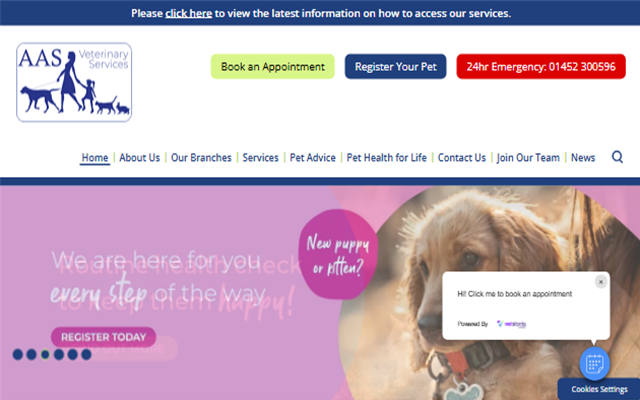 AAS Veterinary Servoces Ltd. website screenshot