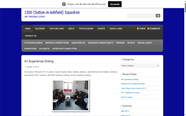 1300 (Sutton-in-Ashfield) Squadron ATC website screenshot